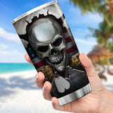 Skull Patriotic Veteran 20 oz Tumbler, Stainless Steel, Insulated