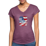 Women's Tri-Blend V-Neck T-Shirt - heather plum