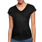 TEXAS ANTLERS Women's Tri-Blend V-Neck T-Shirt - black