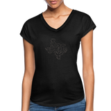 TEXAS ANTLERS Women's Tri-Blend V-Neck T-Shirt - black