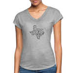 TEXAS ANTLERS Women's Tri-Blend V-Neck T-Shirt - heather gray