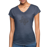 TEXAS ANTLERS Women's Tri-Blend V-Neck T-Shirt - navy heather