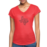 TEXAS ANTLERS Women's Tri-Blend V-Neck T-Shirt - heather red