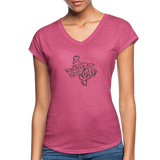TEXAS ANTLERS Women's Tri-Blend V-Neck T-Shirt - heather raspberry