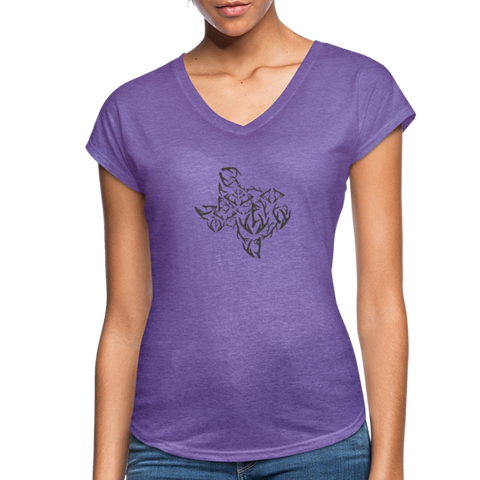 TEXAS ANTLERS Women's Tri-Blend V-Neck T-Shirt - purple heather