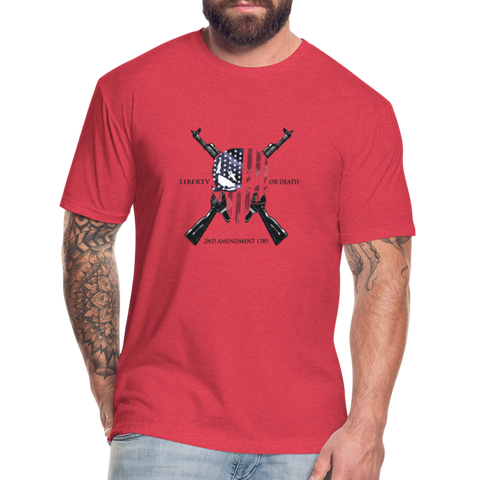LIBERTY OR DEATH Fitted Cotton/Poly T-Shirt by Next Level - heather red