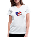 FAITH FAMILY FREEDOM Women's V-Neck T-Shirt - white