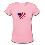 FAITH FAMILY FREEDOM Women's V-Neck T-Shirt - pink